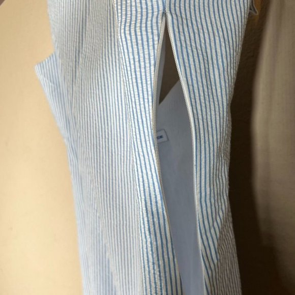 Southern Tide Seersucker Dress Size 10 Blue Stripe Ruffle Beach Preppy - Picture 5 of 9